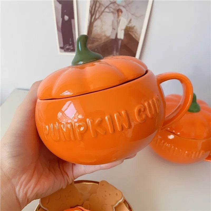 Ceramic Pumpkin Cup with Lid