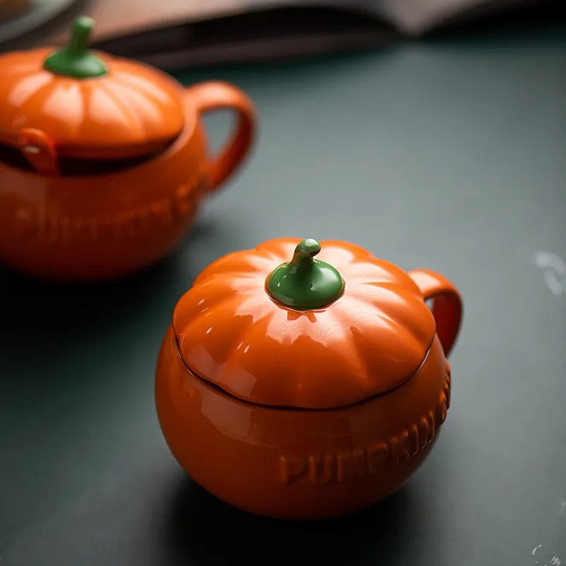 Ceramic Pumpkin Cup with Lid