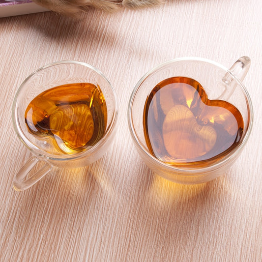 Double Wall Heart-Shaped Glass Teacup