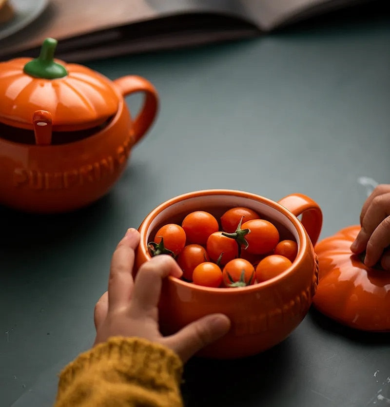 Ceramic Pumpkin Cup with Lid