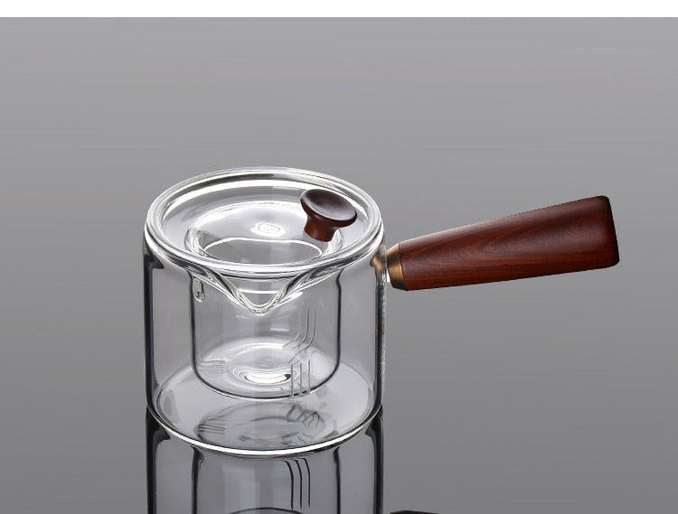 Glass Tea Kettle With Side Handle + Glass Mug
