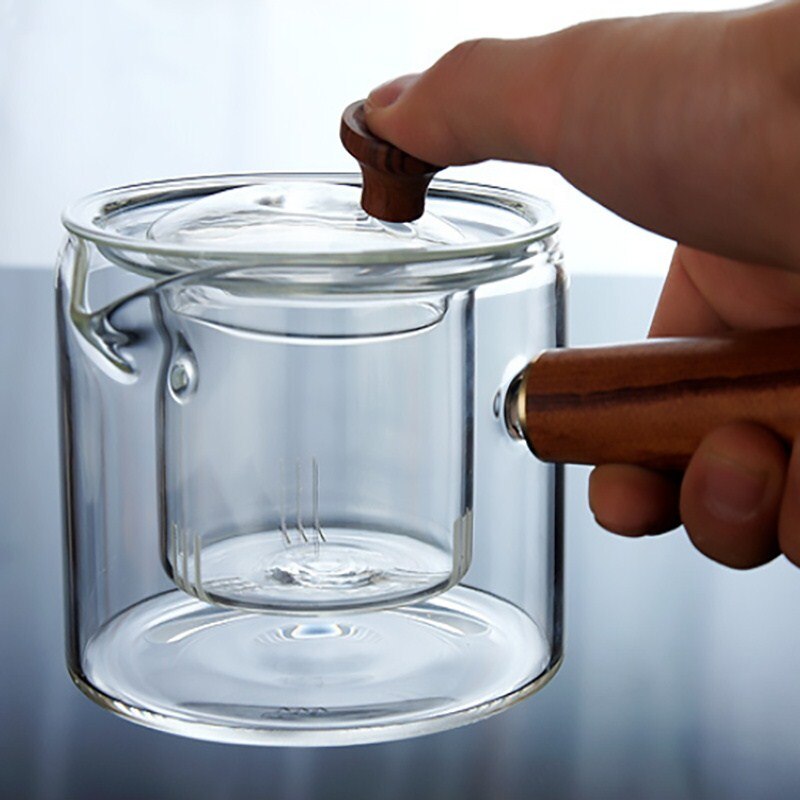 Glass Kettle With Wood Overhead Design — tea