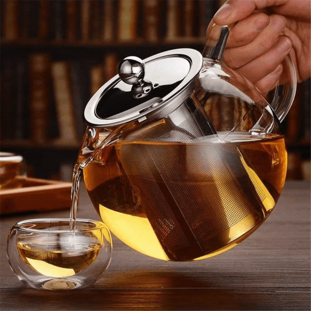 Heat-Resistant Glass Teapot with Steel Infuser