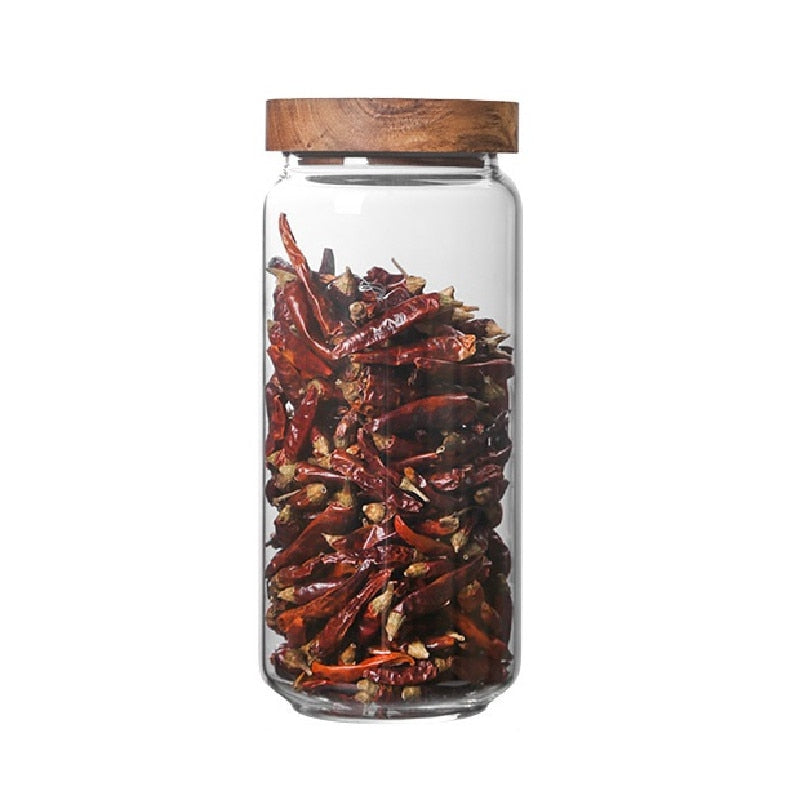 Glass Tea Canister With Wooden Lid