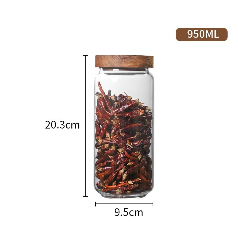 Glass Tea Canister With Wooden Lid