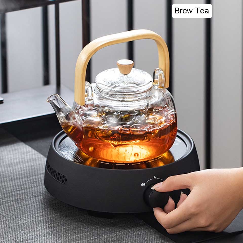 Glass Heat-Resistant Teapot With Wooden Handle – lotatea