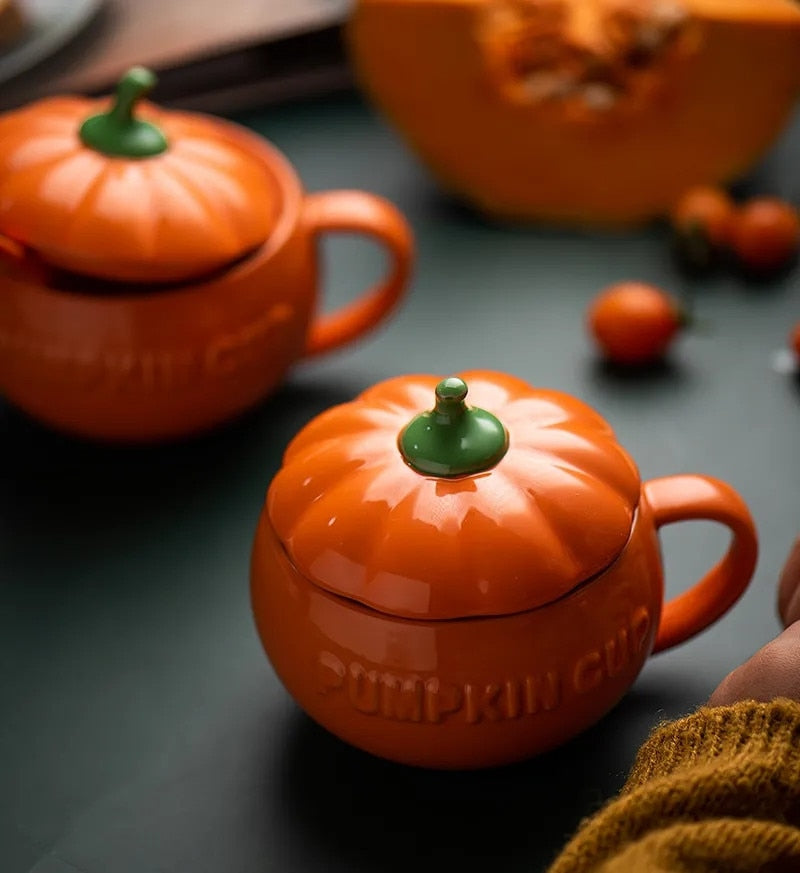 Ceramic Pumpkin Cup with Lid