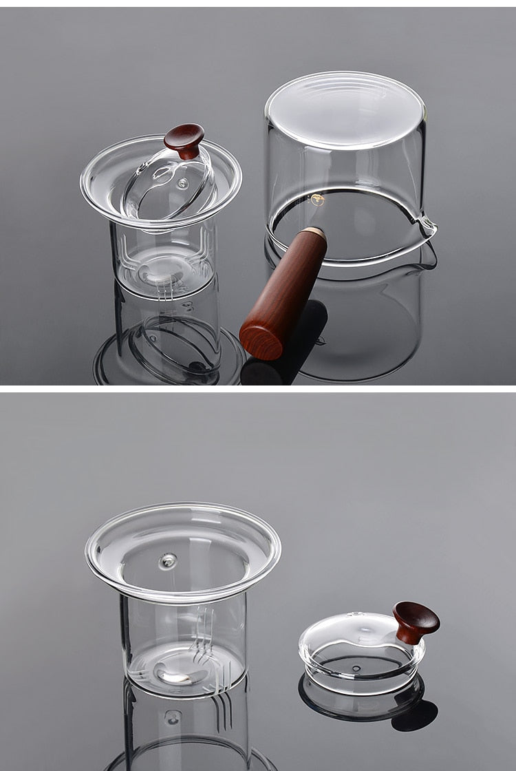 Glass Tea Kettle With Side Handle + Glass Mug